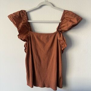 A New Day Ribbed Ruffle Sleeve Tank Top Shirt